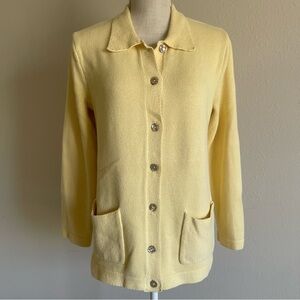 Appleseed's 100% cotton Soft Yellow Button-Up women’s Cardigan size Small